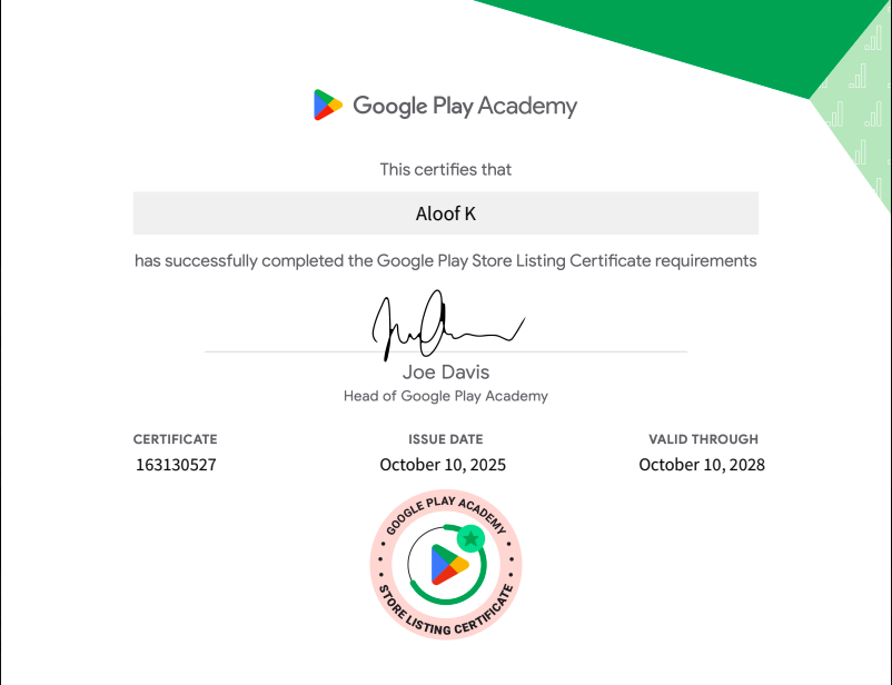 Google Play Store Listing Certificate requirements